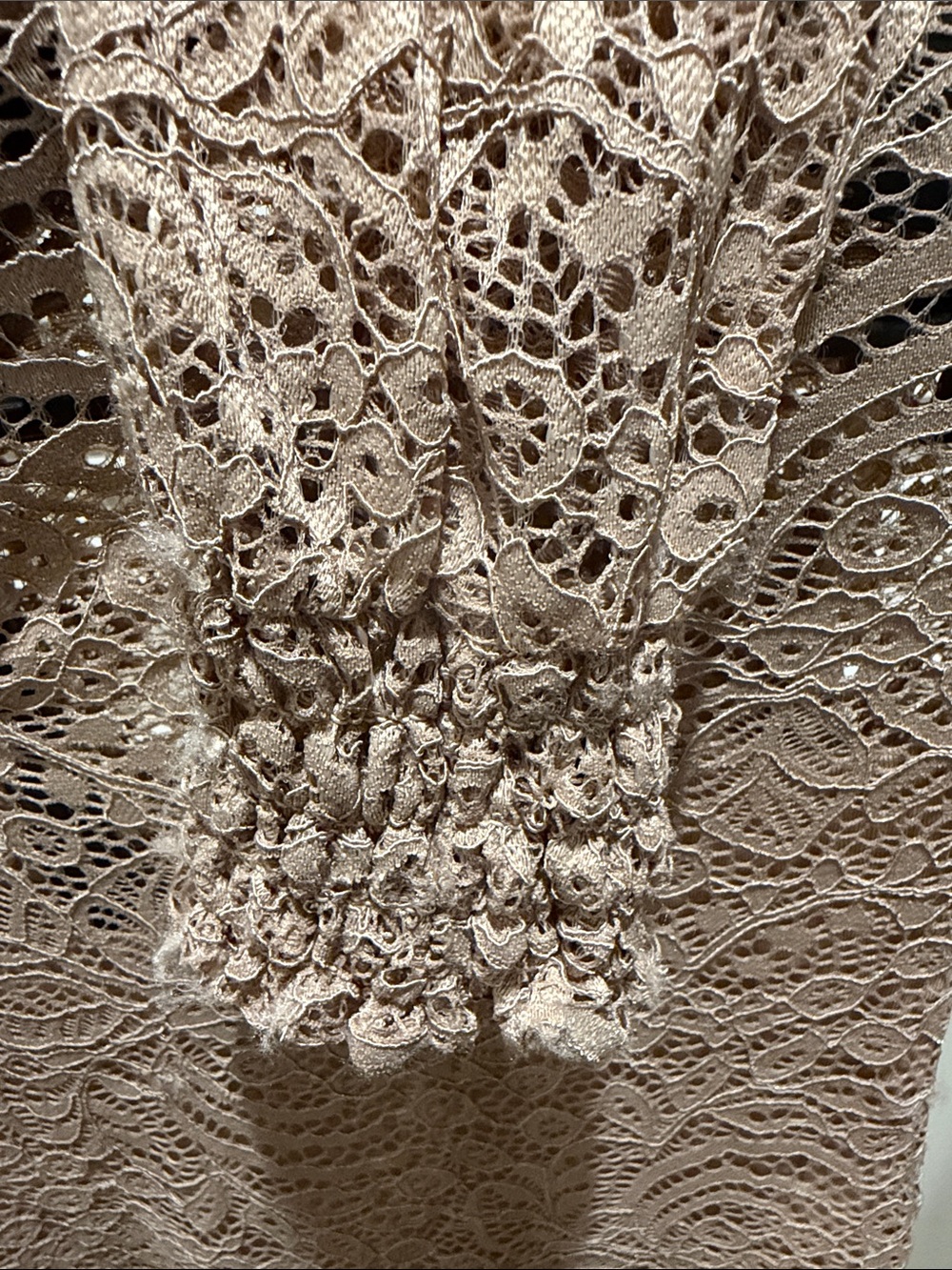 Women’s Lace Mock Neck Blouse - Taupe - Picture 4 of 5